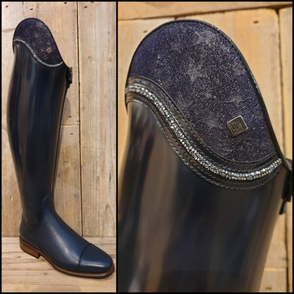 De Niro Boot Rijlaars Bellini Brushed Blue met Crystal Rocks SW