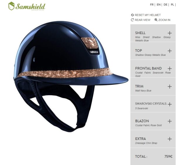 Samshield Miss Shield Glossy Blue FB Crystal Fabric Pink Gold+Blazon