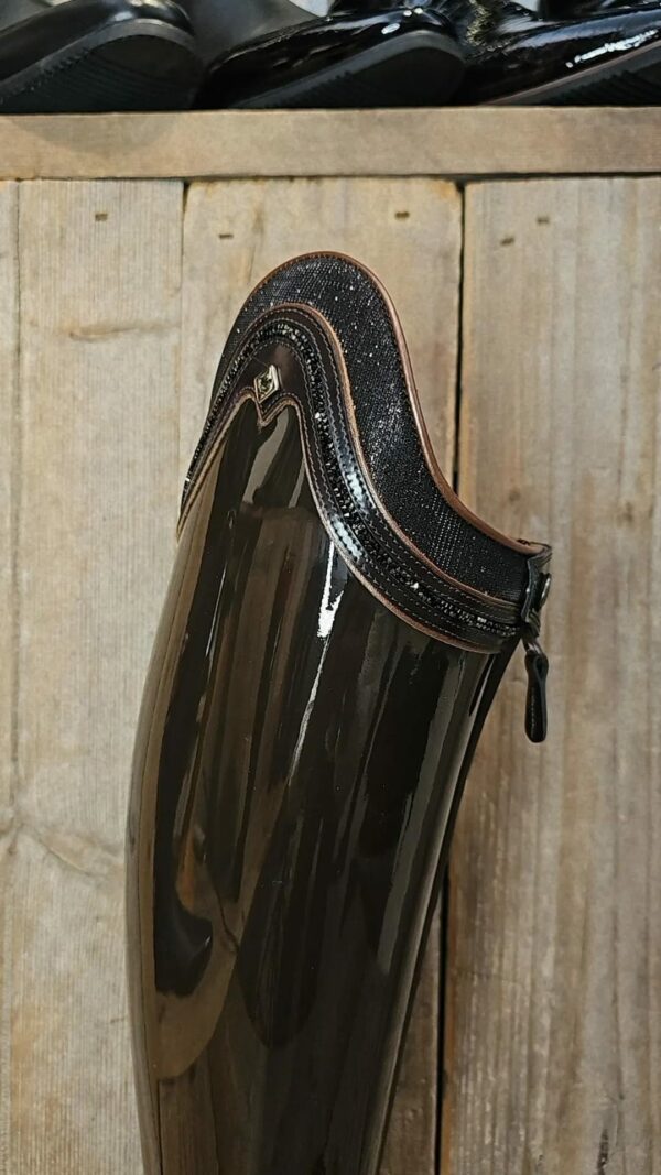 De Niro Boot Bellini Patent Moka GGS73 Crystal fine Rock Iride Brown Top 39 MA L - Afbeelding 2