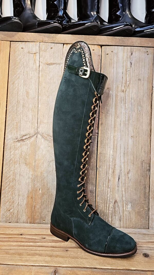 De Niro Boots Tintoretto Camosico Green Rondine Gala top Topaz Swarovski Gold details and Elastic panel 39 MA M