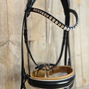 Otto Schumacher Bridle Black Caramel padding Swarovski Gold(with reins)