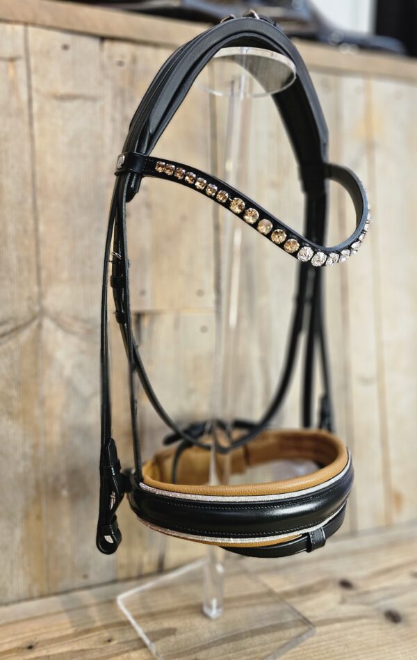 Otto Schumacher Bridle Black Caramel padding Swarovski Gold(with reins)