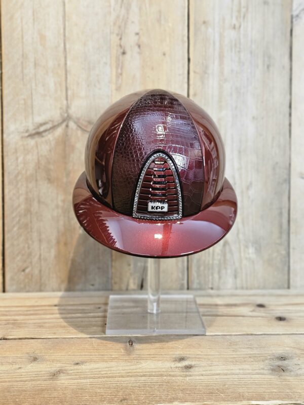 KEP Italiä Cromo 2.0 Polo Visor Metal Burgundy Swarovski frame Silver Night De Niro front Panel Cocco Bordeaux Shell M