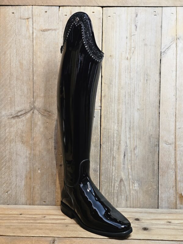 De Niro Boots Volta Patent Black Rondine wide Crystal Fine Rock Black & Swarovski Jet Black Stones 39 MA S