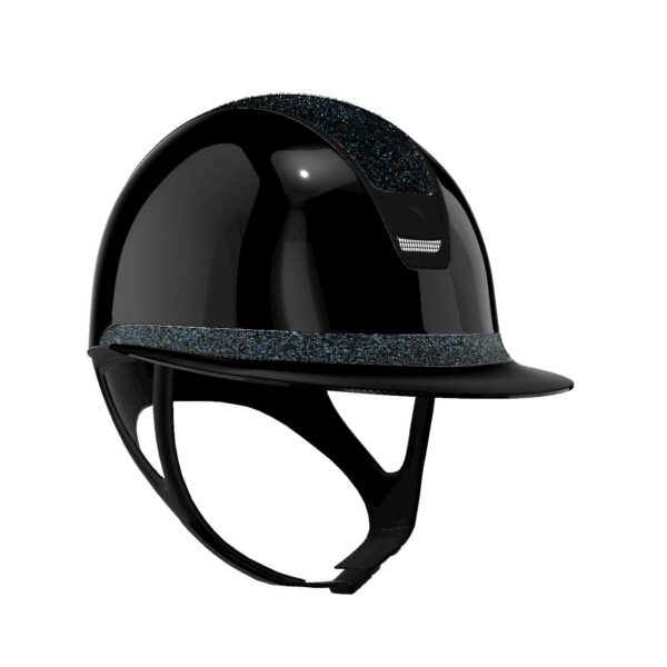 Samshield Miss Shield Glossy Black Top & Fontal band Crystal Fabric Swarovski Summer Night Trim & Blazon Matt Black Shell M