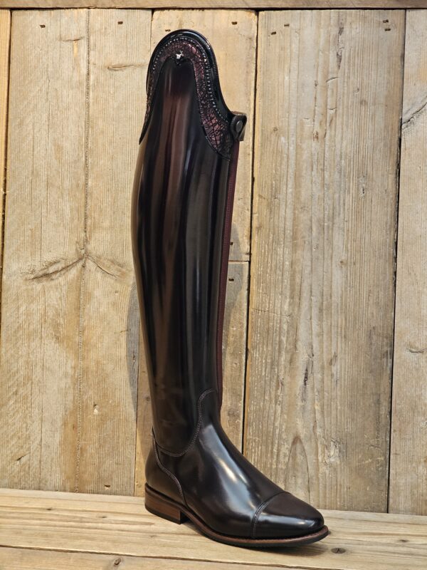 De Niro Boots Bellini Brushed Burgundy G34 Capinera Top Dedalo & Black Jet swarovski 38 A S - Afbeelding 2