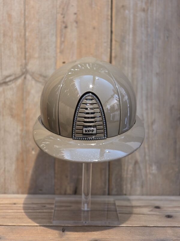 KEP Italiä Cromo 2.0 Polo Full Diamond Taupe frame Swarovski Silver Night & Swarovski Brown Chin Strap Shell M