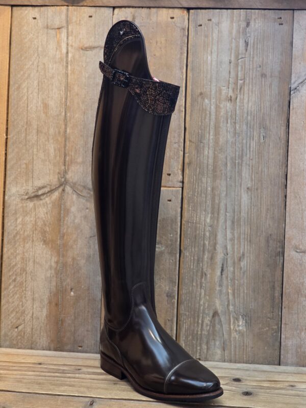 De Niro Boots Bellini Brushed Po Fondant G41 Top Dedalo Caramello Crystal fine Rock Chestnut Vasari Strap press button Swarovski Black 39 A S - Afbeelding 3