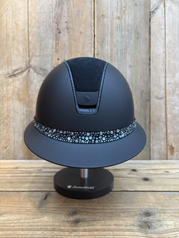 Samshield Miss Shield Matt Blue Alcantara Top NEW Glacier Frontal Band 300 Swarovski Stones Shell M