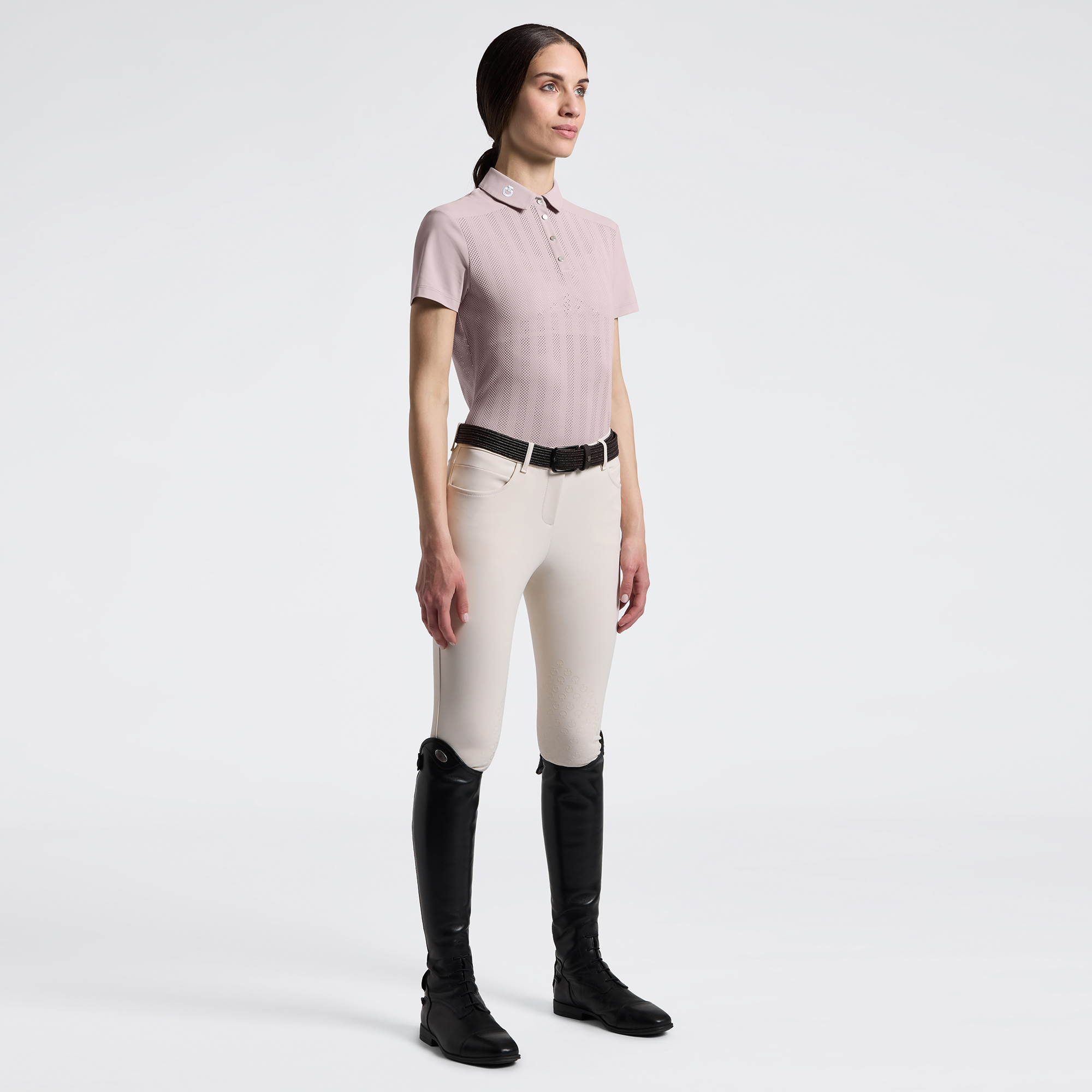 Cavalleria Toscana Jacquard Jersey w/Insert S/S Training Polo COL:2M00 Violet Ice - Afbeelding 2