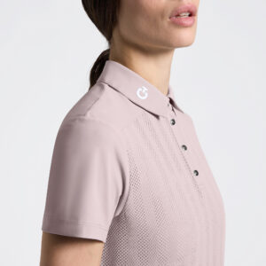 Cavalleria Toscana Jacquard Jersey with Insert Short-Sleeve Training Polo COL:2M00 Violet Ice