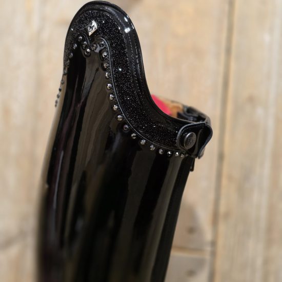 De Niro Boots Bellini Patent Black Ultra Fine Rocks elastic panel swarovski stones
