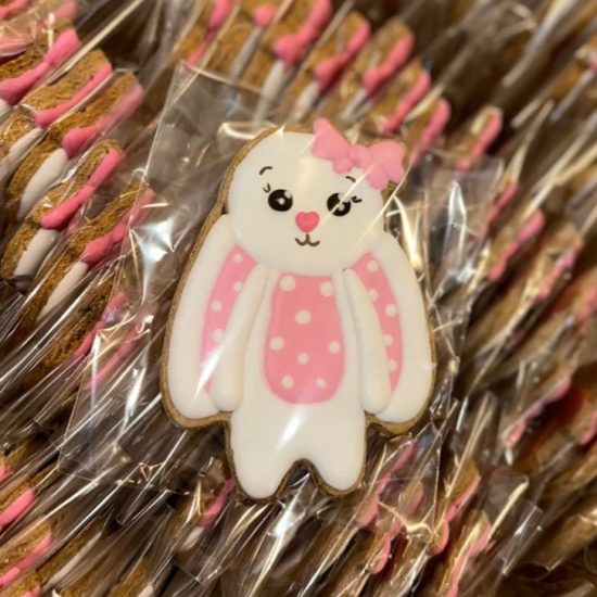 caballo de caramelo conejo de primavera galleta detalles