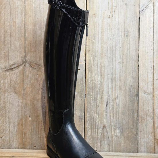 de niro boot bellini black patent vasari strap black swarovski details