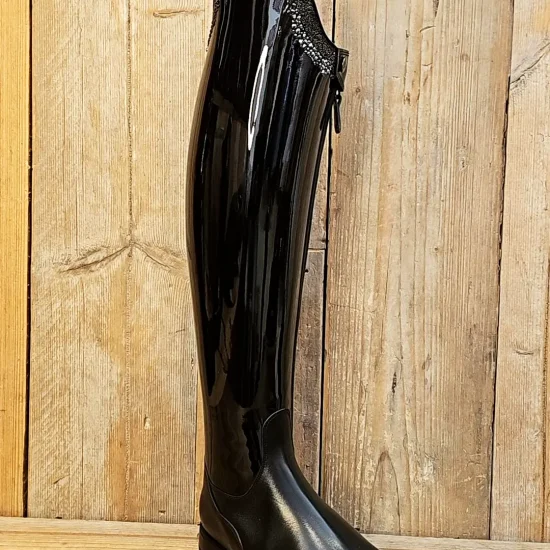 de niro boot bellini patent black swarovski fabric GGL83 rondine