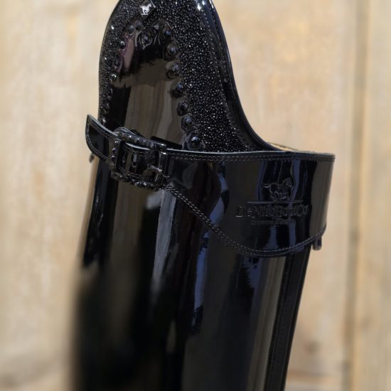 de niro boots bellini patent black strap jet black details
